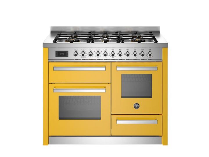 Bertazzoni Professional Series - 110 cm 6-burner electric triple oven in yellow 