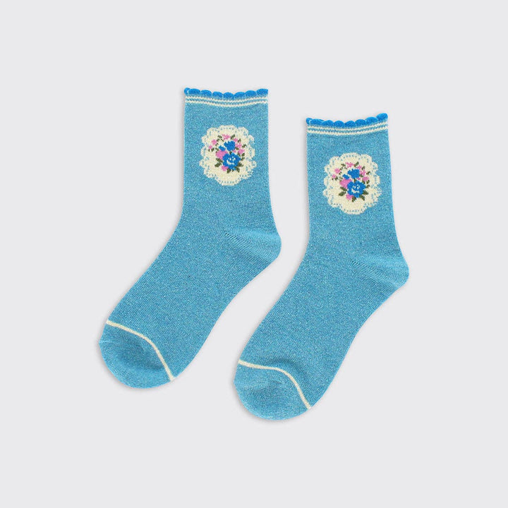 Lottie Floral Socks in Blue