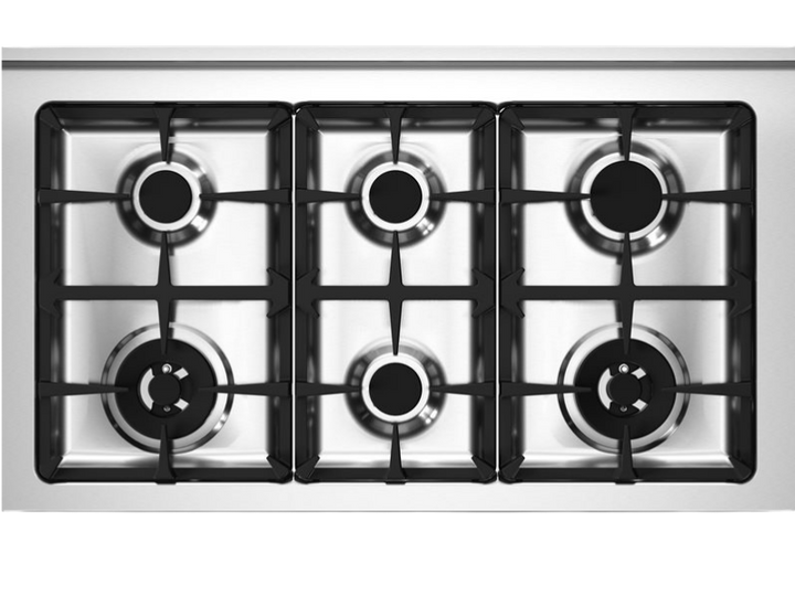 Gas stove with four burners on a white background
