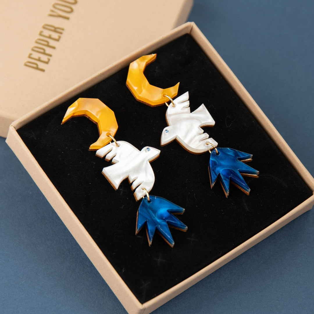 Night Bird Statement Drop Earrings