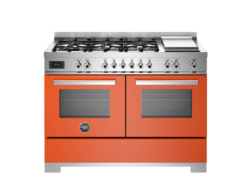 Bertazzoni Professional Series - 120 cm 6-burner + griddle, Electric Double Oven in orange