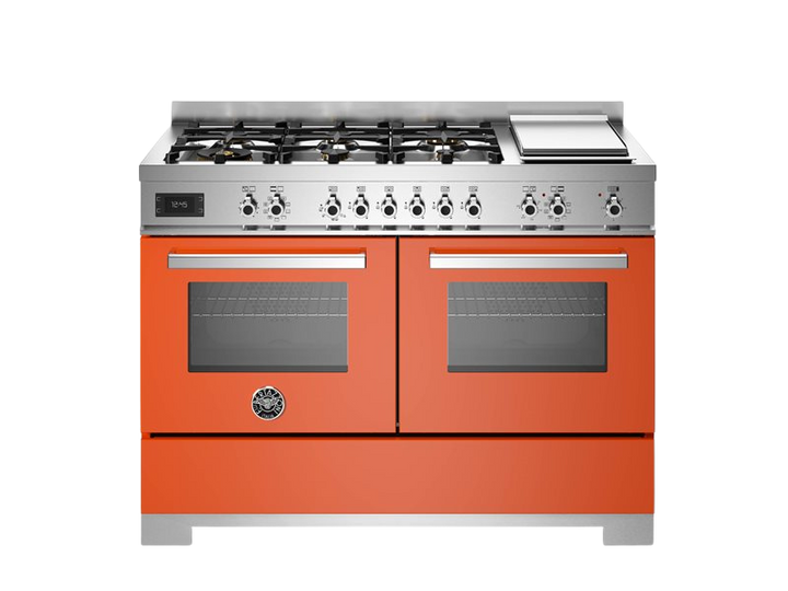Bertazzoni Professional Series - 120 cm 6-burner + griddle, Electric Double Oven in orange