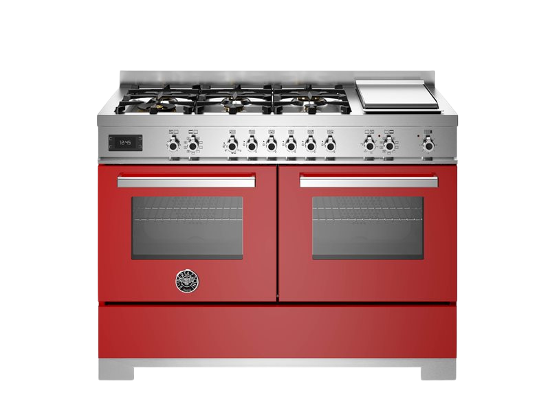 Bertazzoni Professional Series - 120 cm 6-burner + griddle, Electric Double Oven in red
