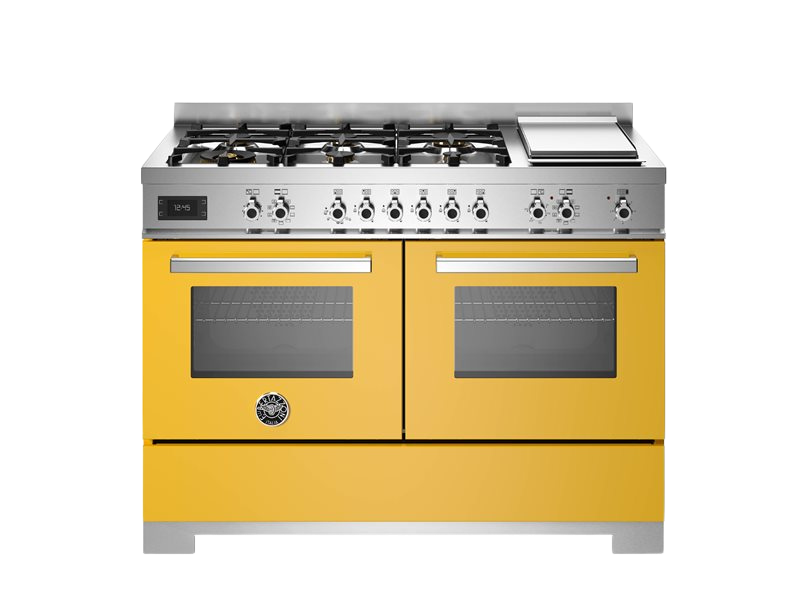 Bertazzoni Professional Series - 120 cm 6-burner + griddle, Electric Double Oven in yellow
