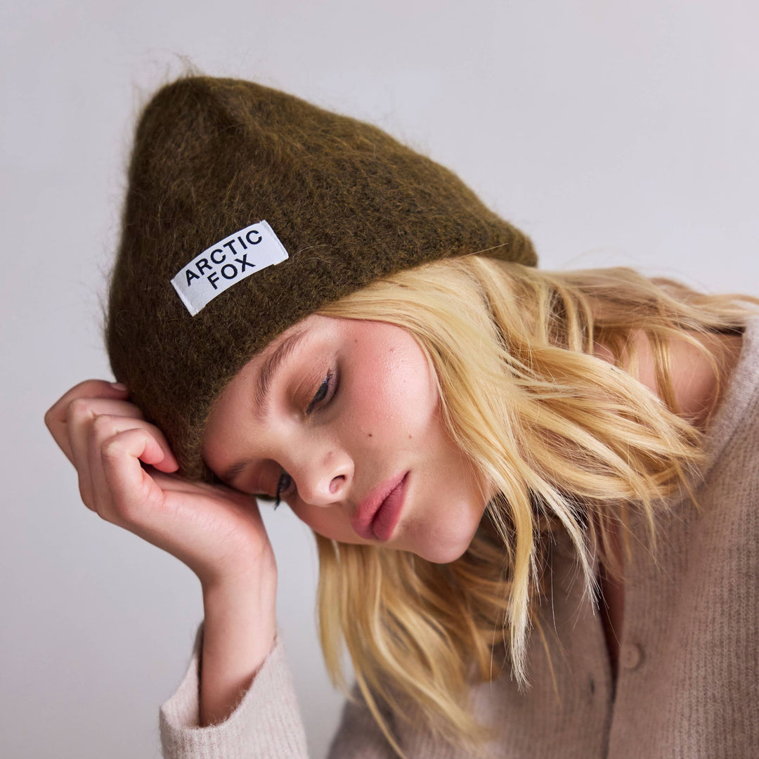 The Mohair Beanie - Khaki Green