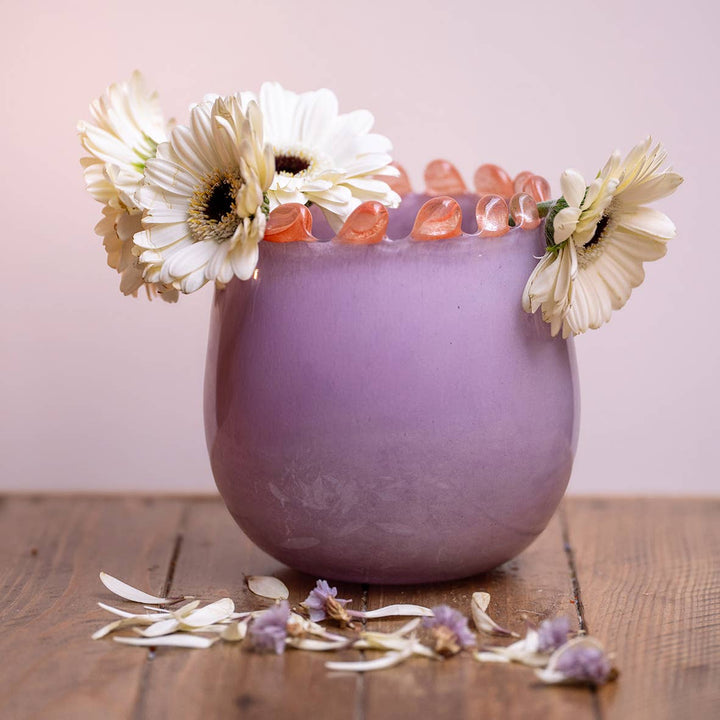 Lilac & Peach ‘Pearls’ Vase & Candle Holder
