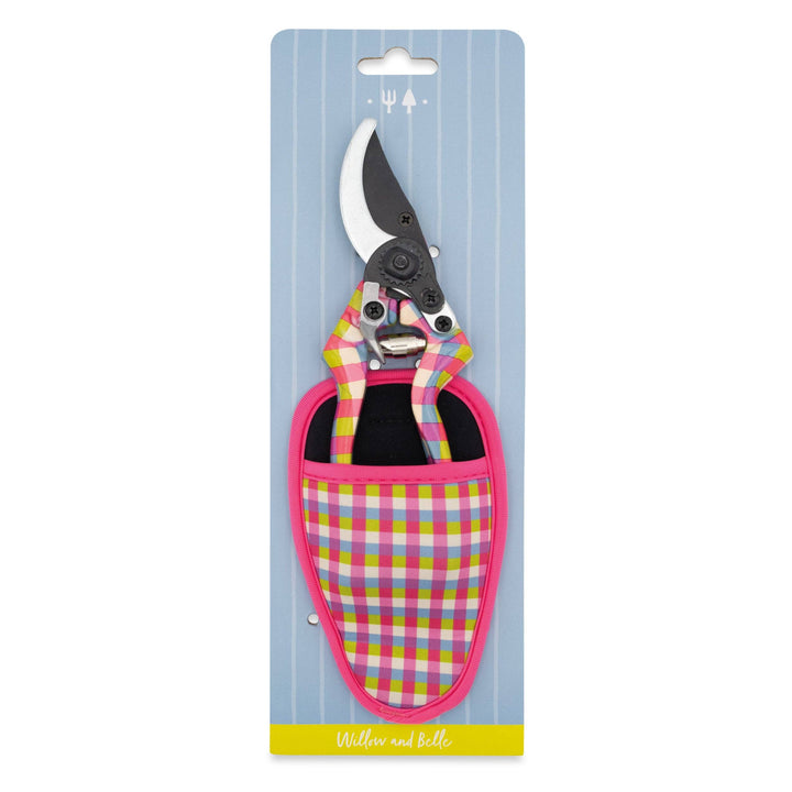 Pink Gingham Secateurs With Pouch