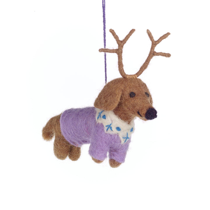 Handmade Felt Rudy Dachshund Dog Decoration