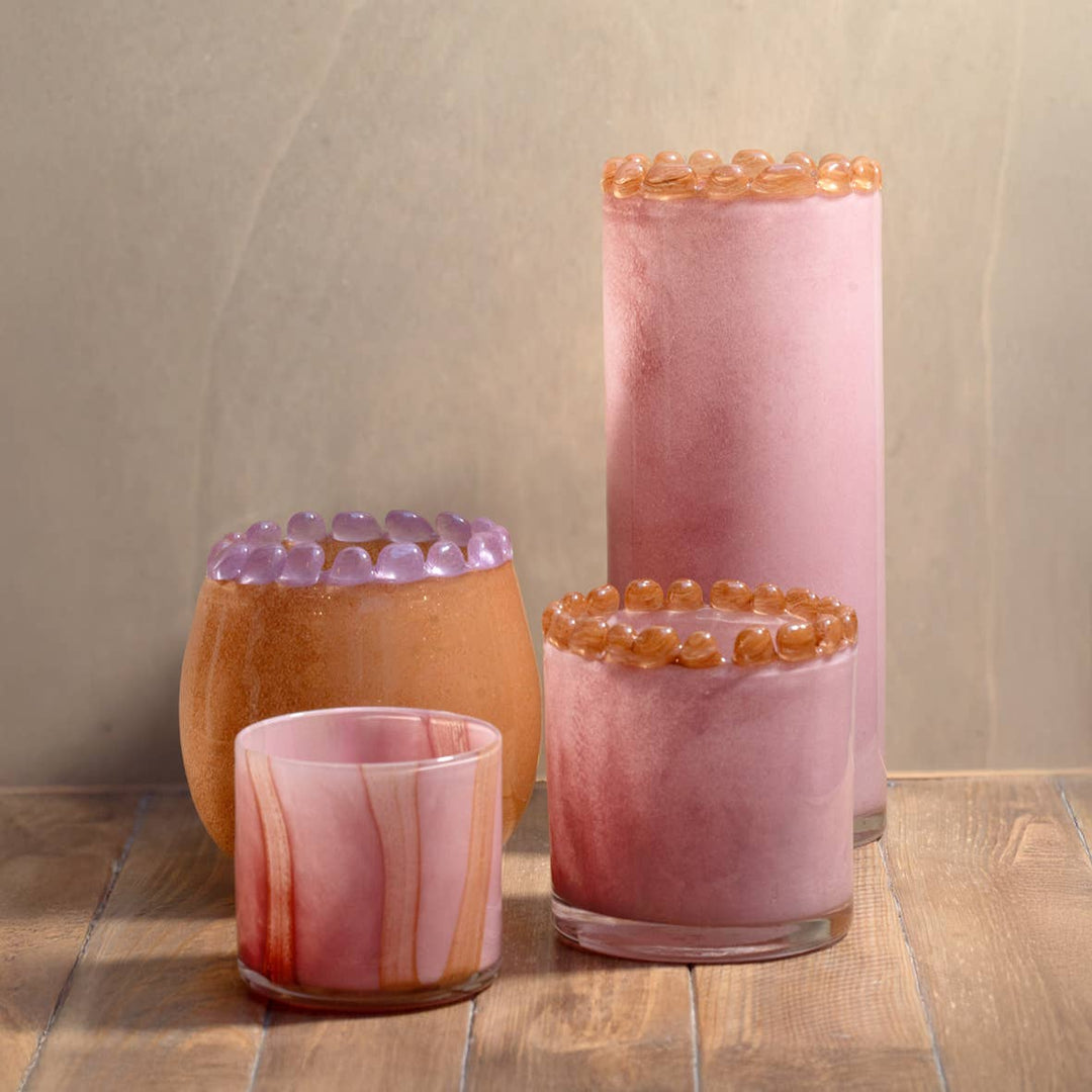 Opaline ‘Pearls’ Candle Holder & Small Vase