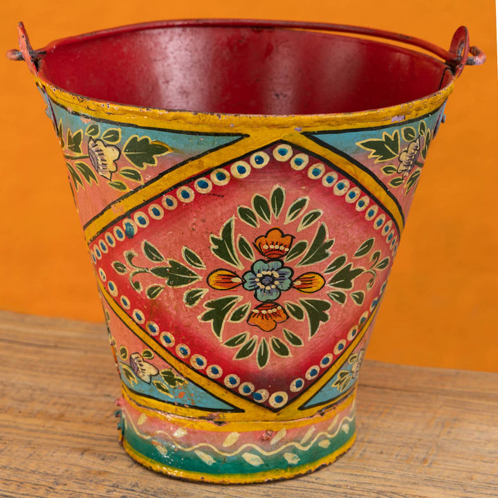 Vintage Iron Handpainted Bucket