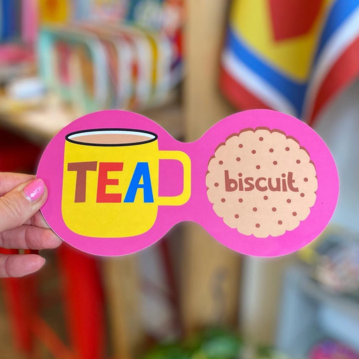 Tea and Biscuits Double Coaster: Pink