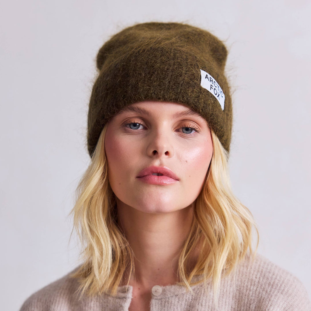 The Mohair Beanie - Khaki Green