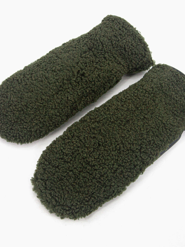 Khaki Borg Mitten Gloves