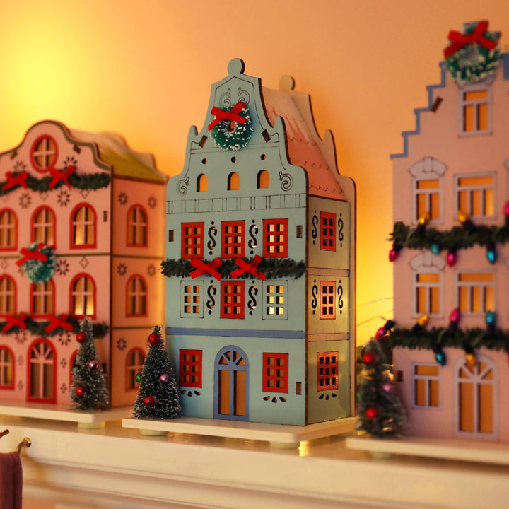 Blue Festive Light Up House