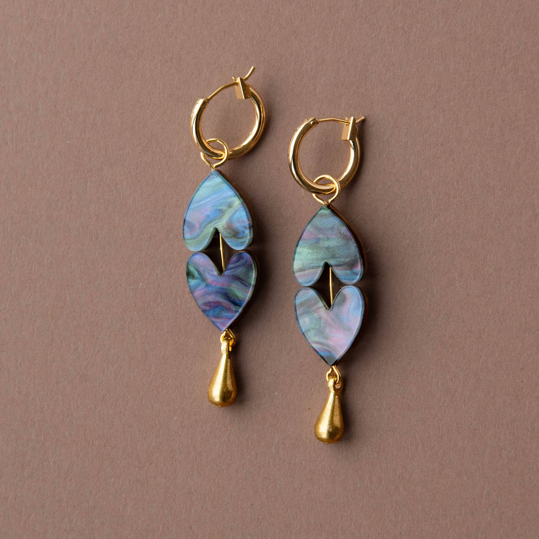 Queen of Hearts Drop Earrings in Mermaid Blue
