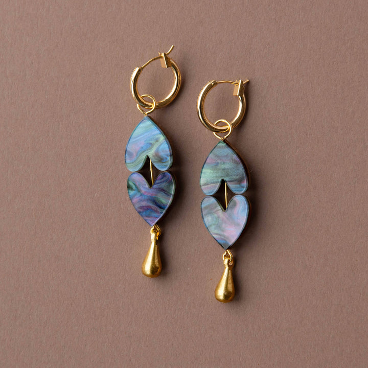 Queen of Hearts Drop Earrings in Mermaid Blue