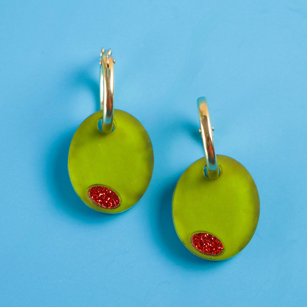 Green Olive Hoop Earrings