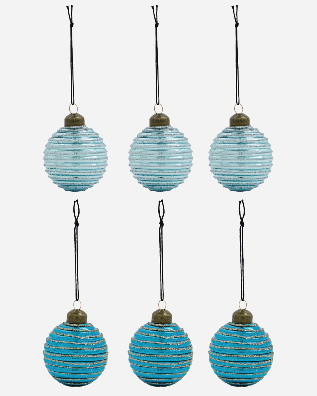 Lolli Blue Glitter Baubles | Set of 6