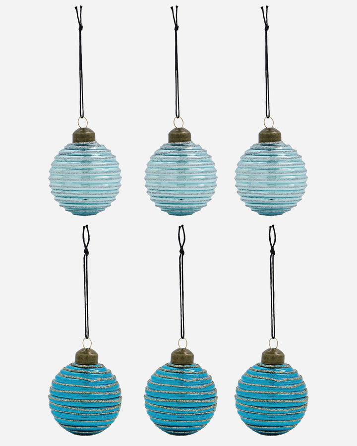 Lolli Blue Glitter Baubles | Set of 6