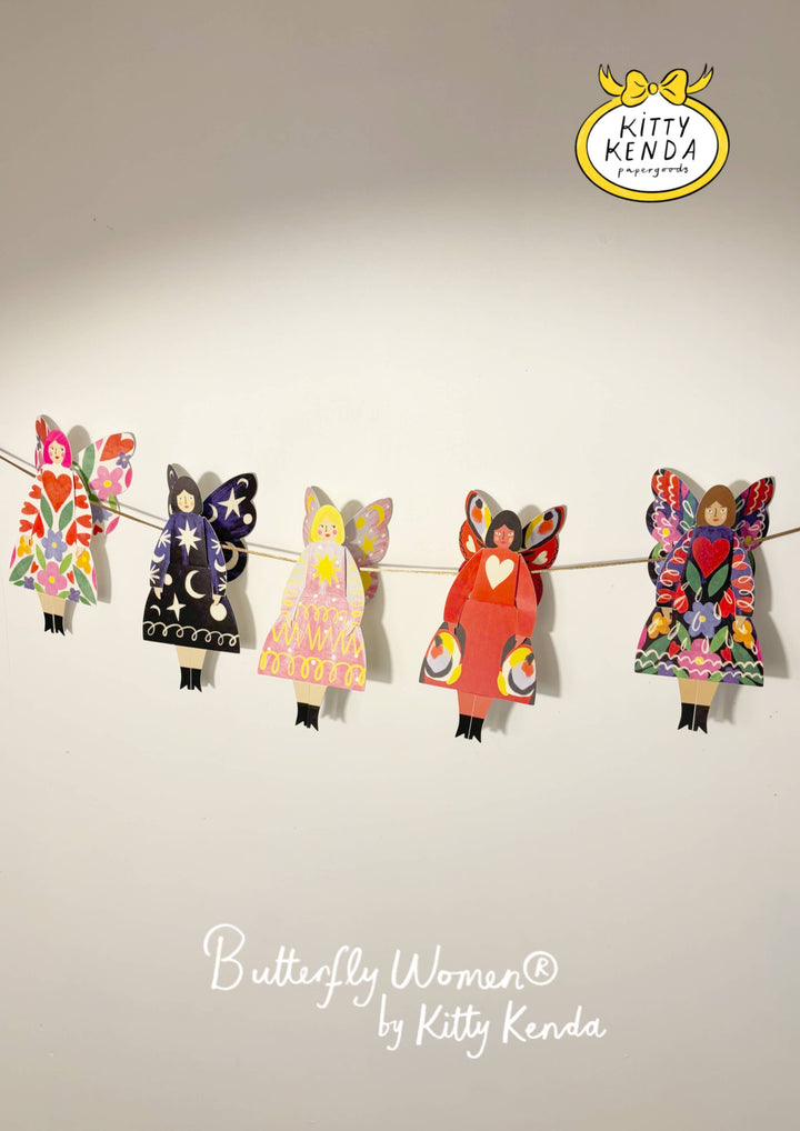 Butterfly Folk Woman Sitting Greeting Card