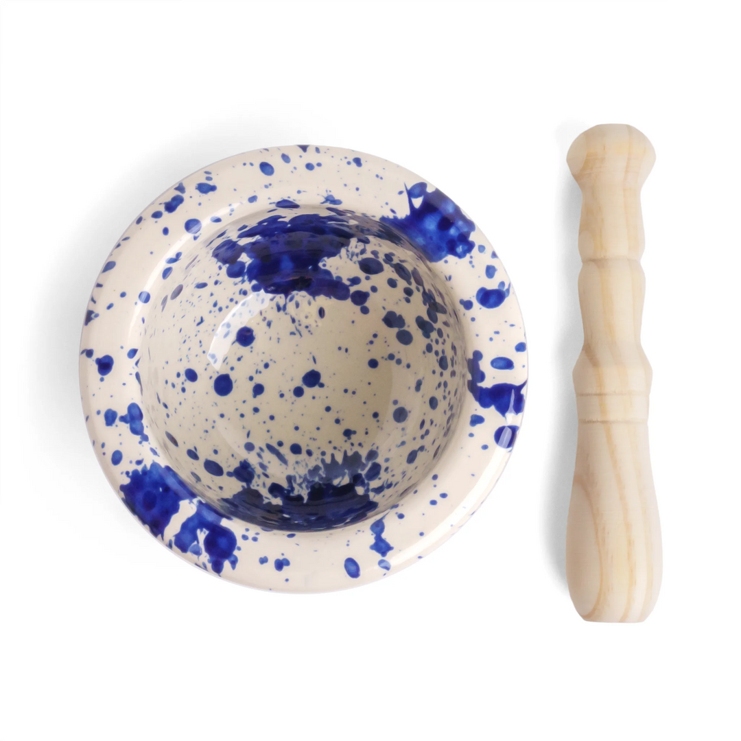 Pestle & Mortar Blue Splatter
