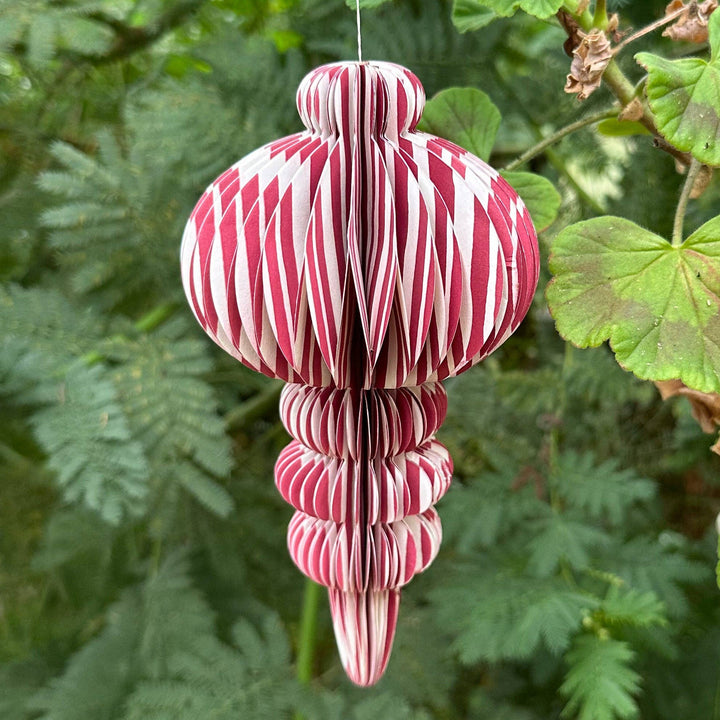 Recycled Paper Fold Out Decoration - Berry Stripe