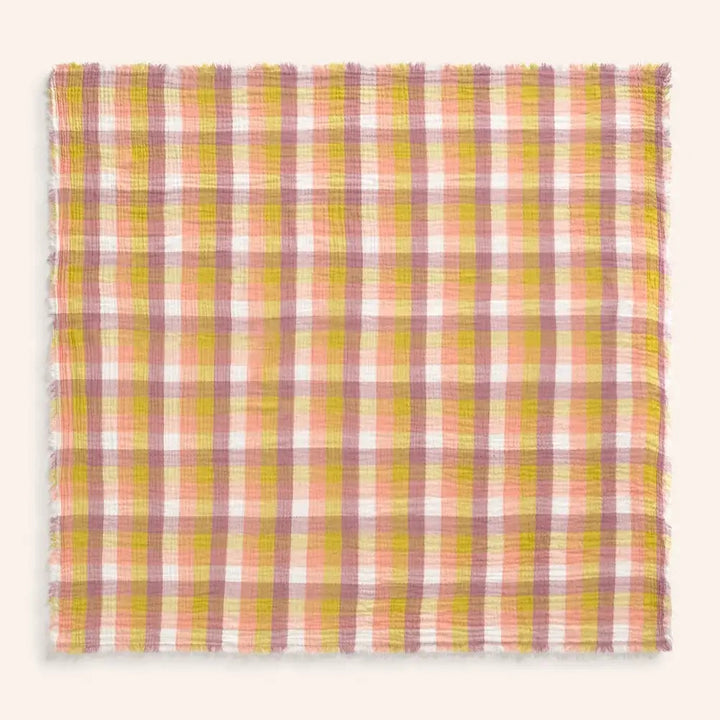 Harvest Gingham Muslin Tablecloth with Fringe