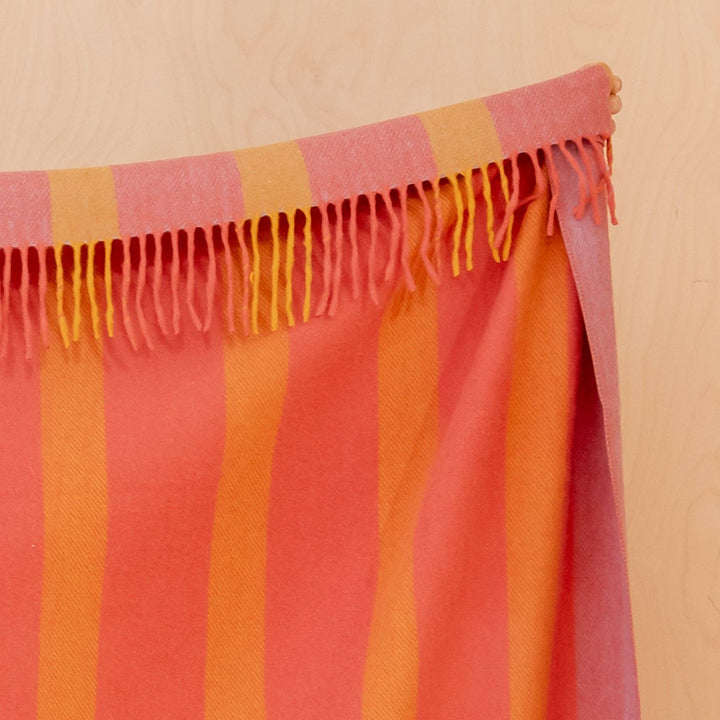 Recycled Wool Blanket in Orange Frame Stripe