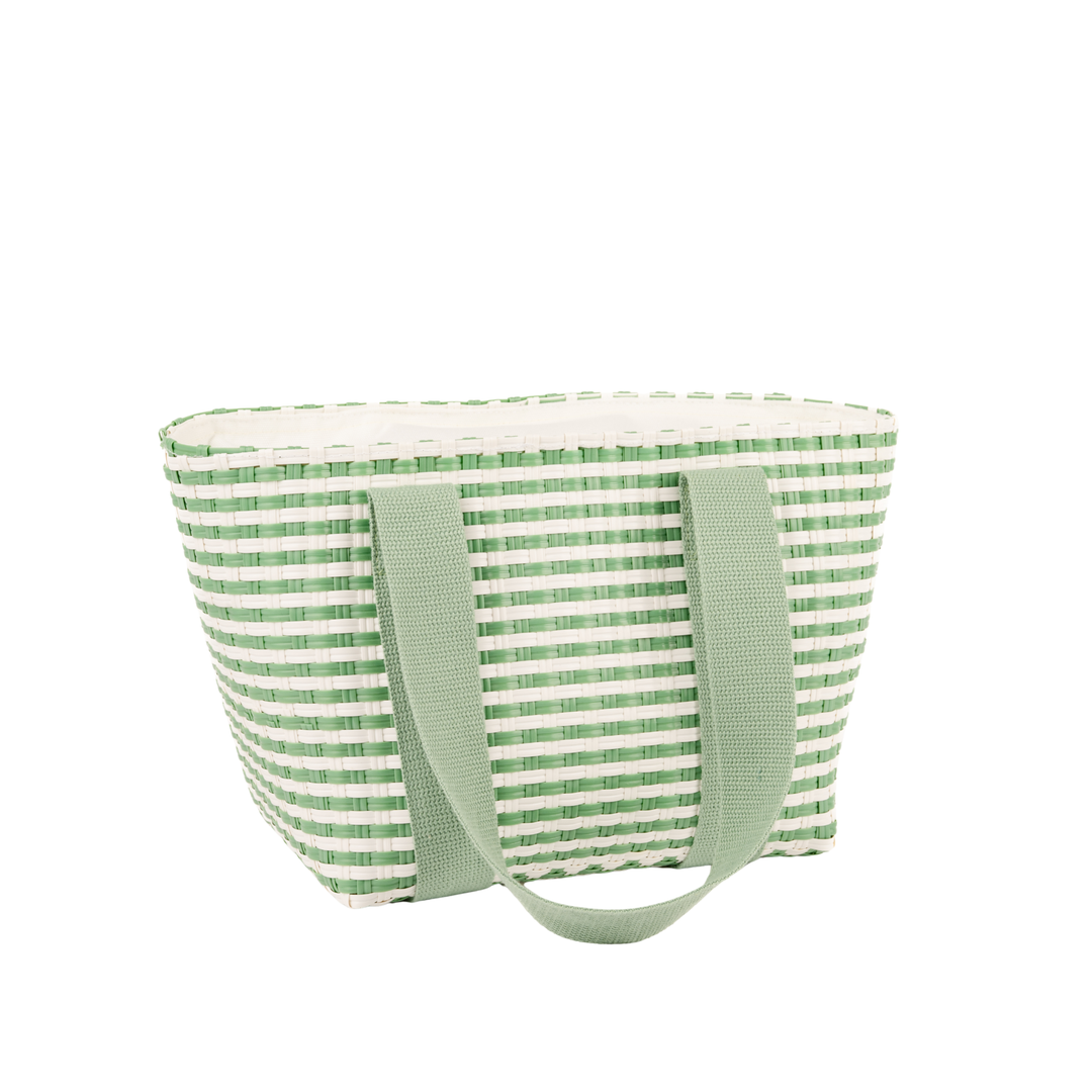 Portofino Woven Insulated Basket Bag in Juniper Green