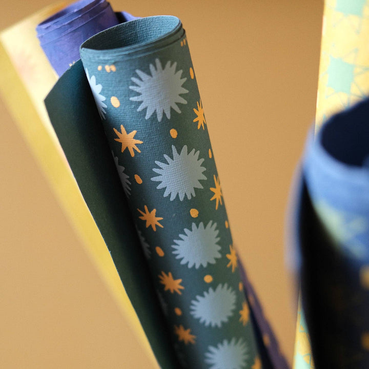 Teal Stars Wrapping Paper