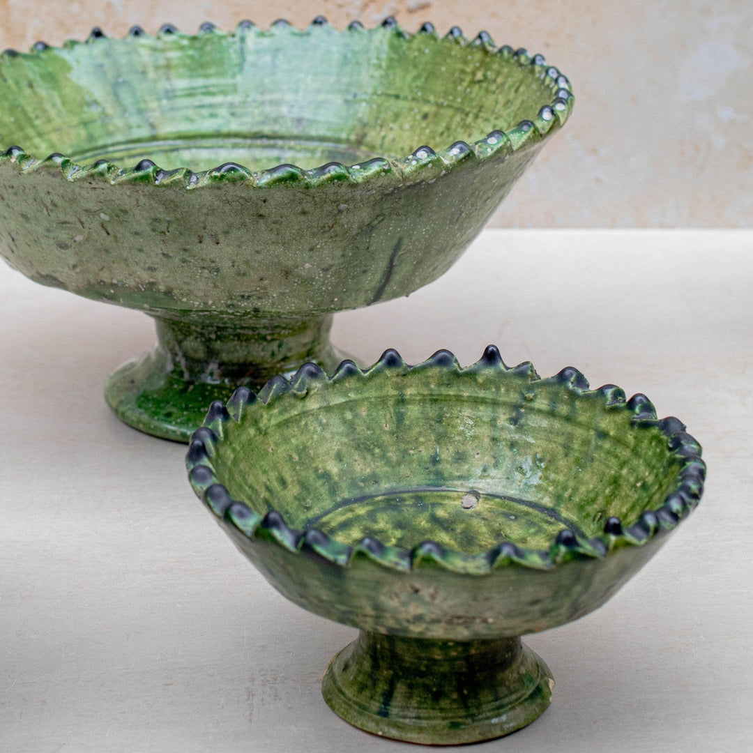 Tamegroute Green Pedestal Bowls