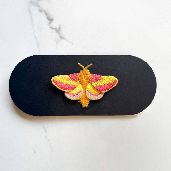 Rosy Maple Moth Embroidered Brooch