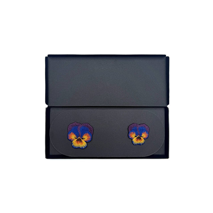 Pansy Embroidered Brooch Set