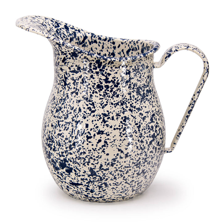 Splatter Enamelware Large Pitcher: Navy & Cream Splatter