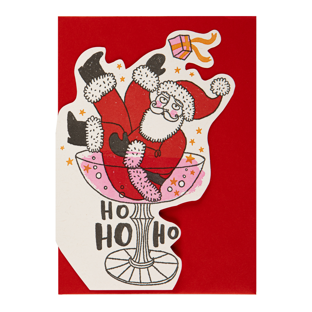 Father Christmas Champagne Card