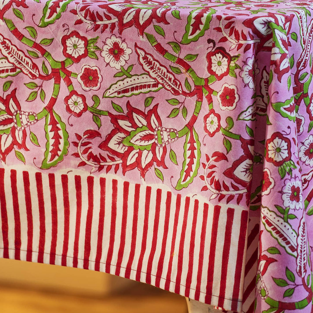 Arana Floral Block Print Tablecloth