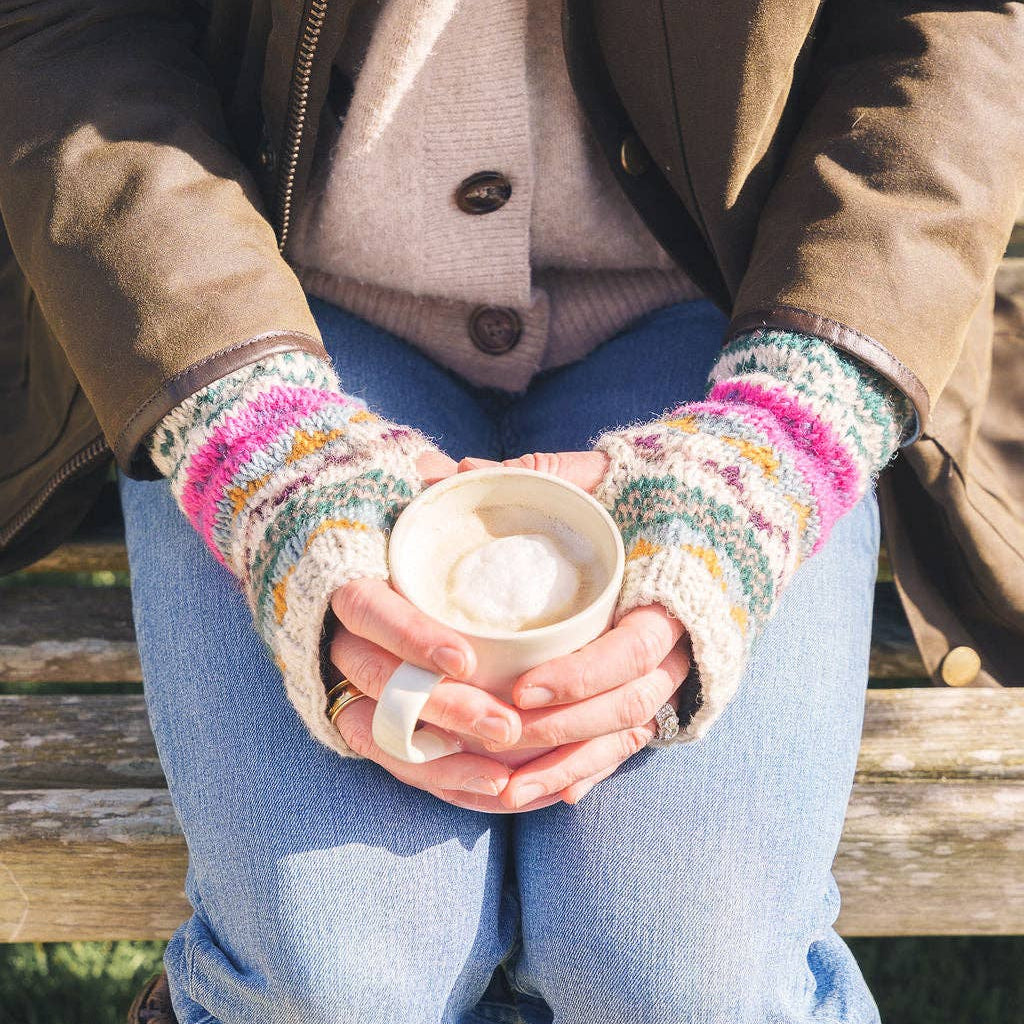 Fuchsia Pop Hand Knitted Wrist Warmers