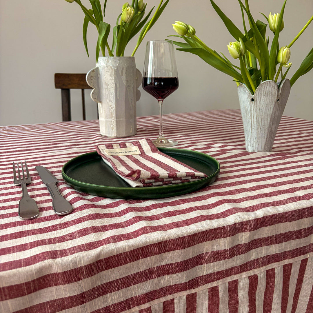 Clay Stripe Cotton Tablecloth - 2 Sizes