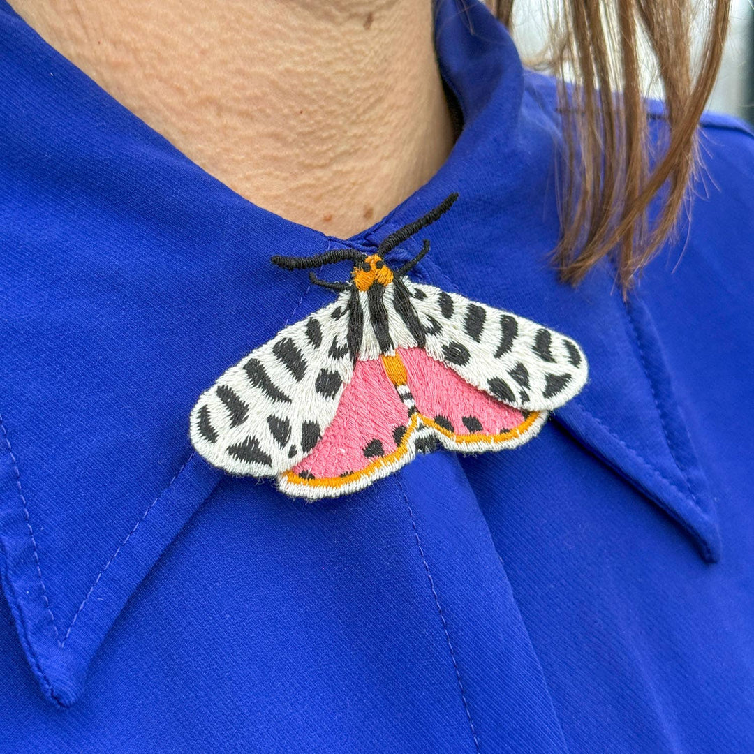 Tiger Moth Embroidered Brooch