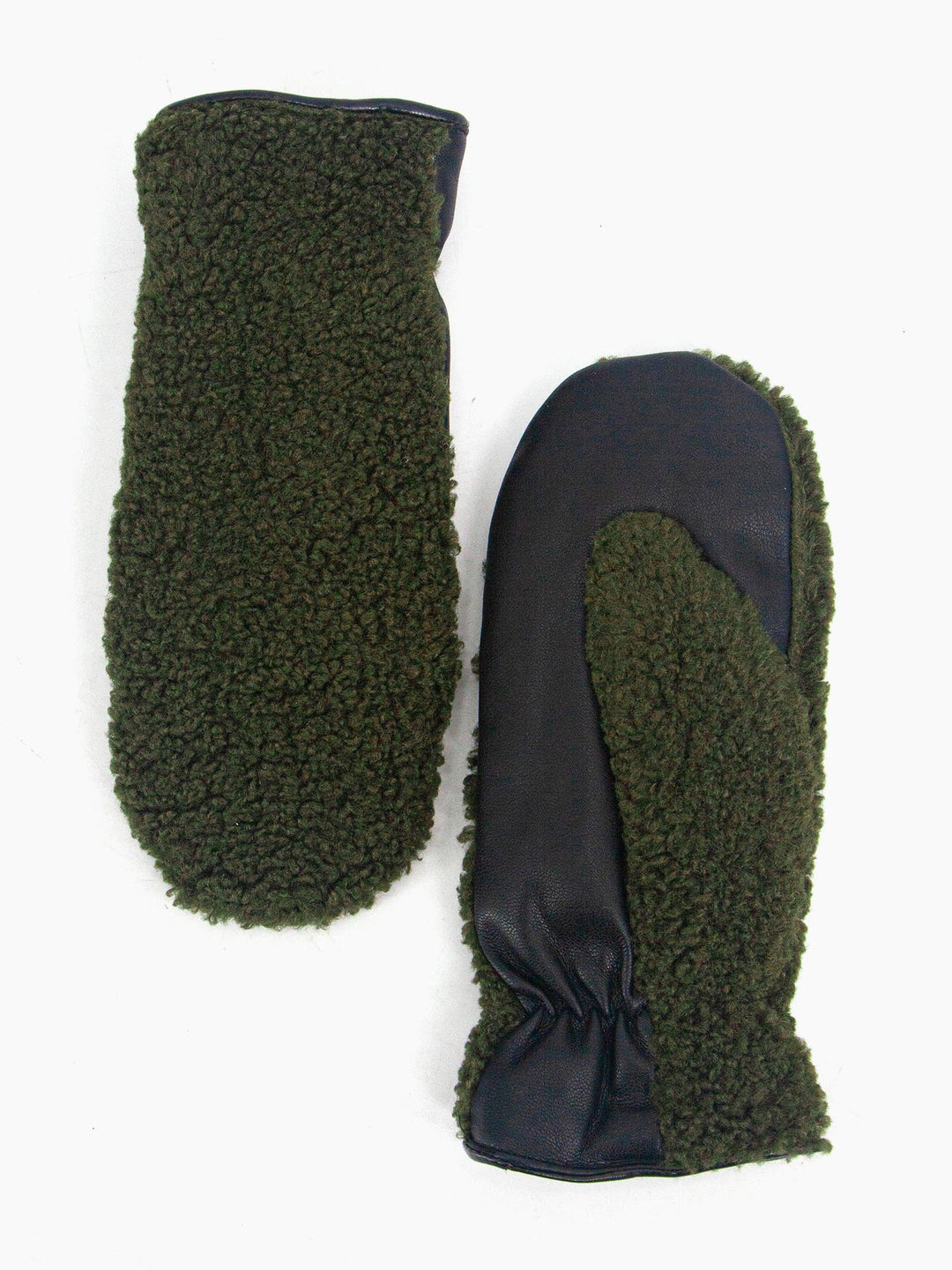 Khaki Borg Mitten Gloves