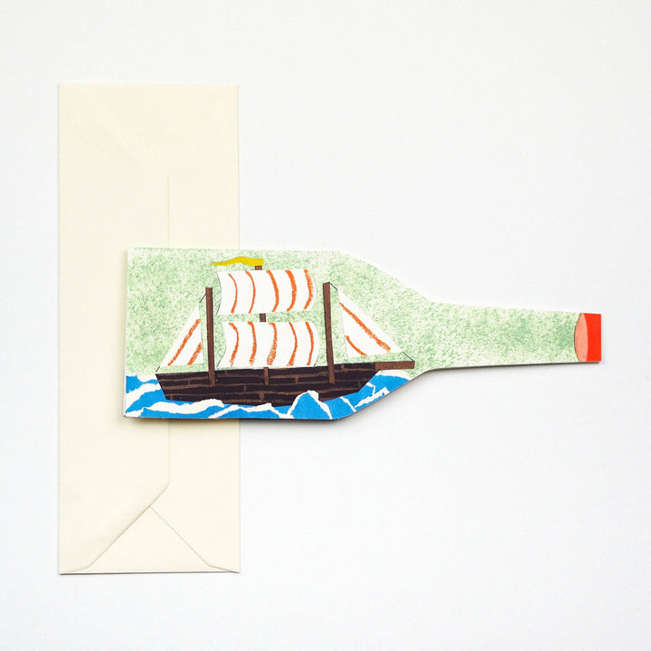Ship in a Bottle Nautical Card
