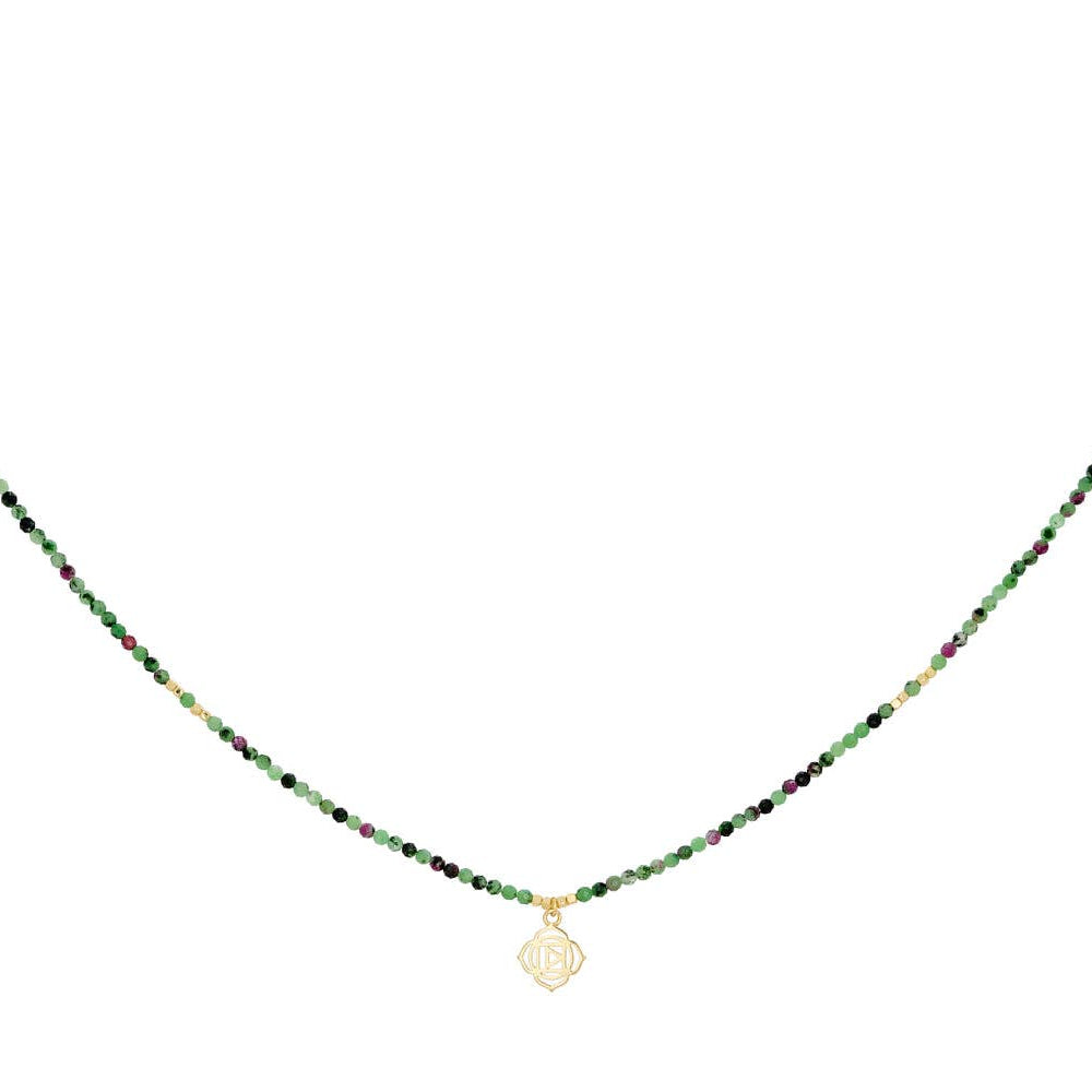 Ruby Zoisite Gold Root Chakra Necklace