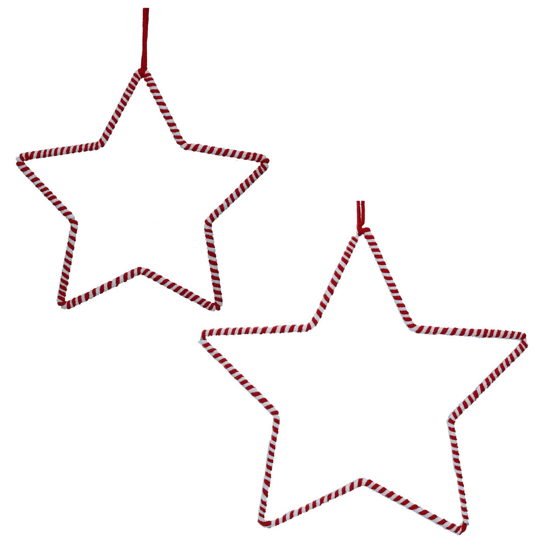 Set of 2 Fabric Candy Cane Stars