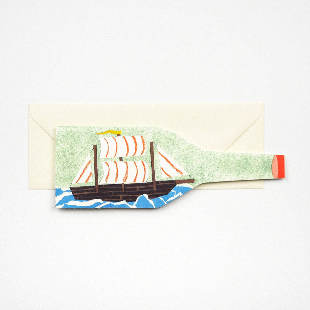 Ship in a Bottle Nautical Card