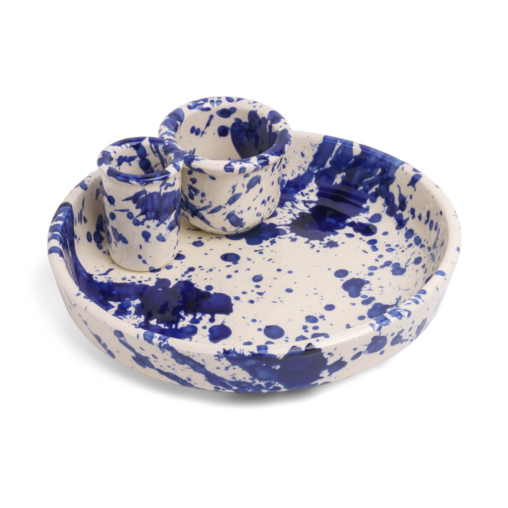 Olive Dish in Blue Splatter
