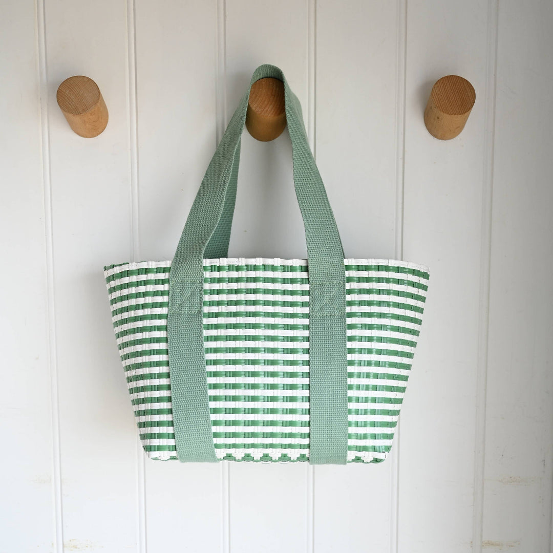 Portofino Woven Insulated Basket Bag in Juniper Green