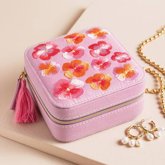 Pink Floral Travel Jewellery Case