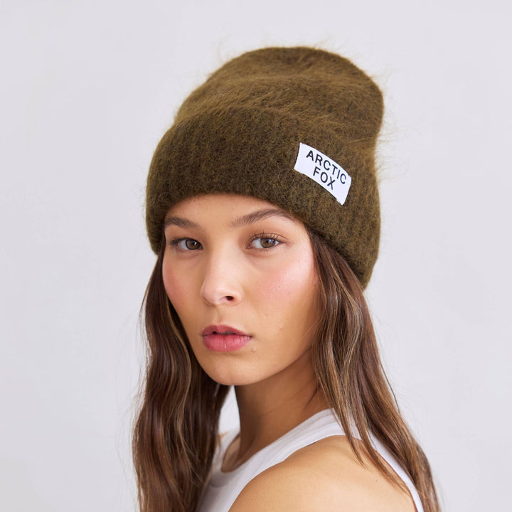 The Mohair Beanie - Khaki Green