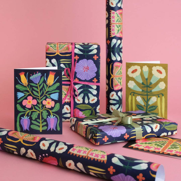Folk Meadow Wrapping Paper Sheet
