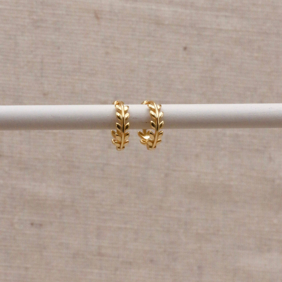 Gold Laurel Huggie Hoops